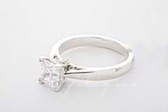 A solitaire ring with a plain band